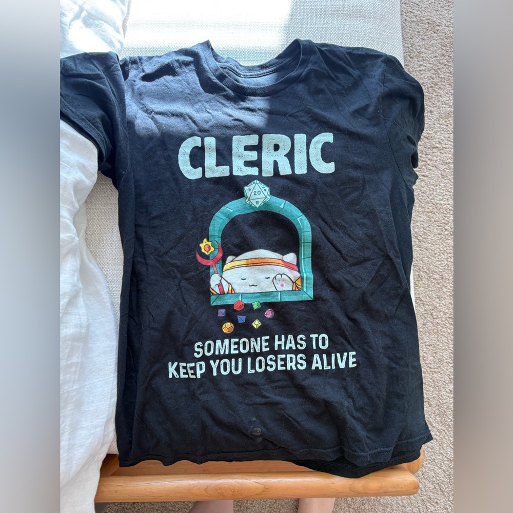Black D&D dungeons and dragons cleric tee